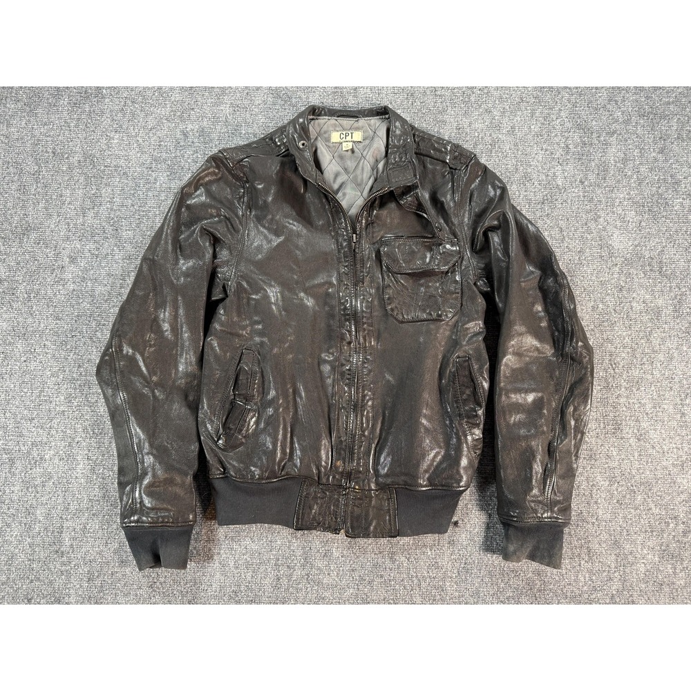 Cockpit USA Jacket‎ Mens Medium Brown Faux Leather Bomber Flight CPT Military